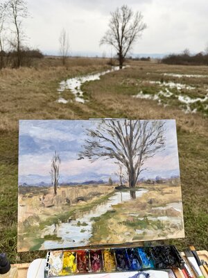 Bernd Weber nello studio: Painting Plein Air on a cold February afternoon