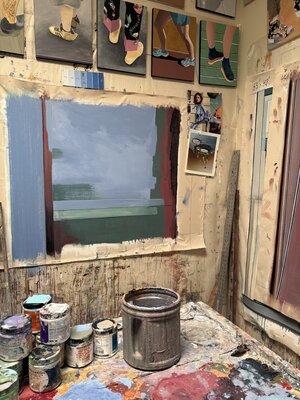Brad Nuorala in de studio: A number of works being finished.