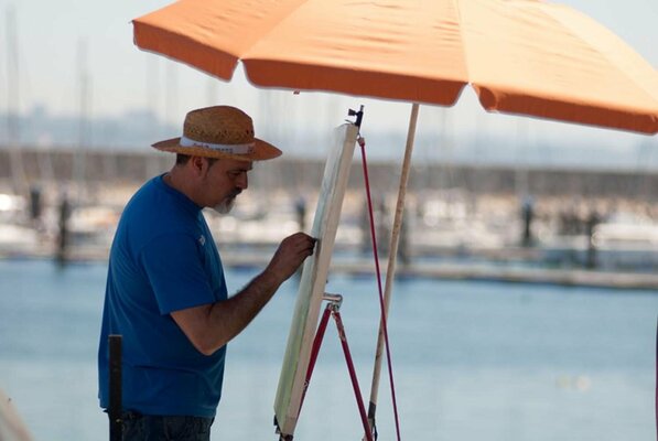 Rafael Carrascal García in de studio: Pintando al Aire Libre en A Coruña. Año 2019.