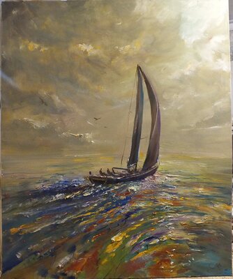 Artem Brazhnik nello studio: I work with large canvases and most of the time my Studio is hidden in canvases