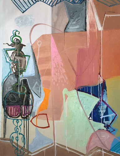 Pink Pachyderm in Parisian Parlor van Shelton Walsmith, Schilderij te koop op Singulart