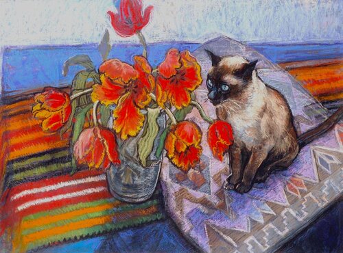 Still life with the visitor van Patricia Clements, Werk op papier te koop op Singulart