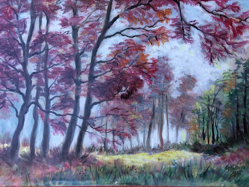 Arbres pourpre von George Panturu, Malerei kaufen auf Singulart