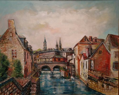Pont du moulin Bayeux von George Panturu, Malerei kaufen auf Singulart