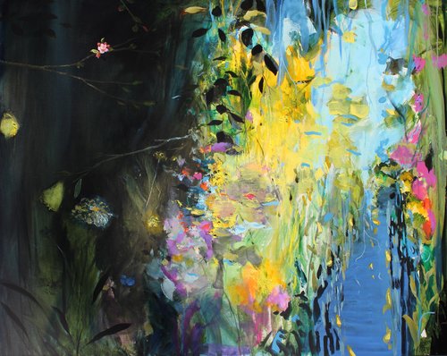 Ah les frais parfums ! vous voilà bien perdu pour les peindre me dit cette fleur qui jouait encore avec son rire de printemps . Huile sur toile 162cm x 130cm par François Pagé, Peinture en vente sur Singulart