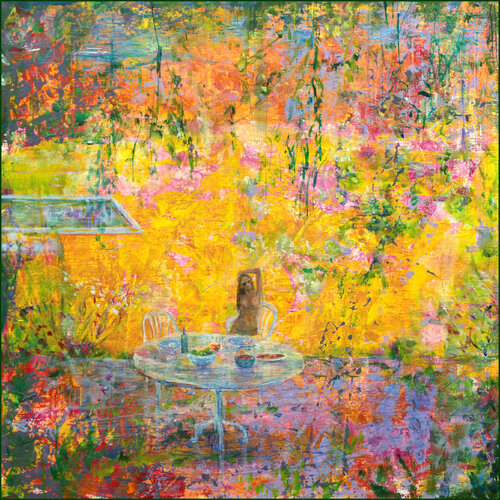 C'était l'été, la mer au fond maillait ses reflets et son âme Le jardin en habit de fête préparait les amours champêtres. Sous la tonnelle, le soleil tentait de peindre des soies persanes. par François Pagé, Peinture en vente sur Singulart