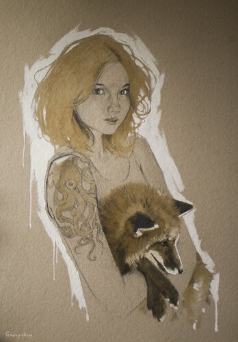 Kitsune van Oleksii Gnievyshev, Tekening te koop op Singulart