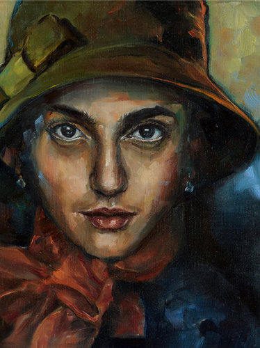 Grüner Hut par Maria Teresa Crawford Cabral, Peinture en vente sur Singulart
