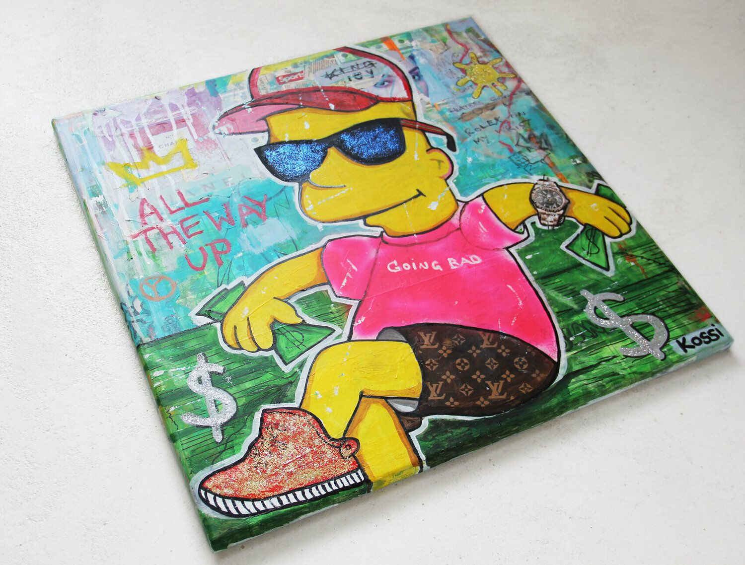 Bart Simpson Money by Kristin Kossi (2019) : Painting Acrylic, Lacquer on  Canvas - Singulart