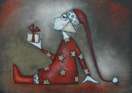 "Christkind" Weihnachten  im 50x40 cm Passepartout par Nina Boos, Œuvre sur papier en vente sur Singulart