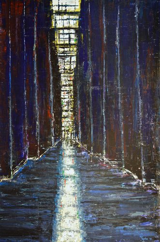 Alley in Blue and Violet par David Tycho, Peinture en vente sur Singulart