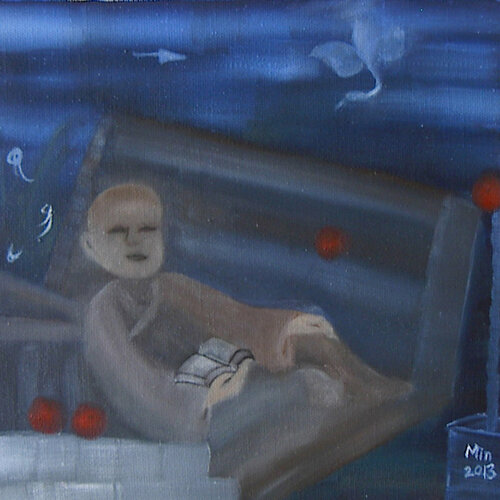A lazy monk reading Min Zou