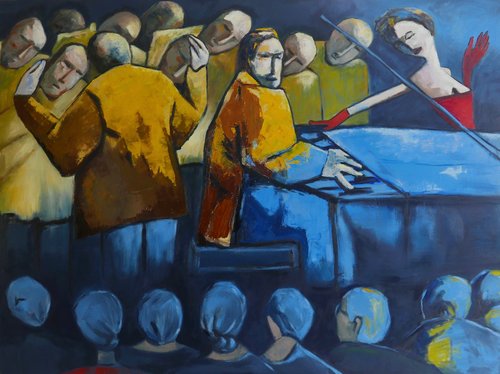 Piano man van Ta Byrne, Schilderij te koop op Singulart