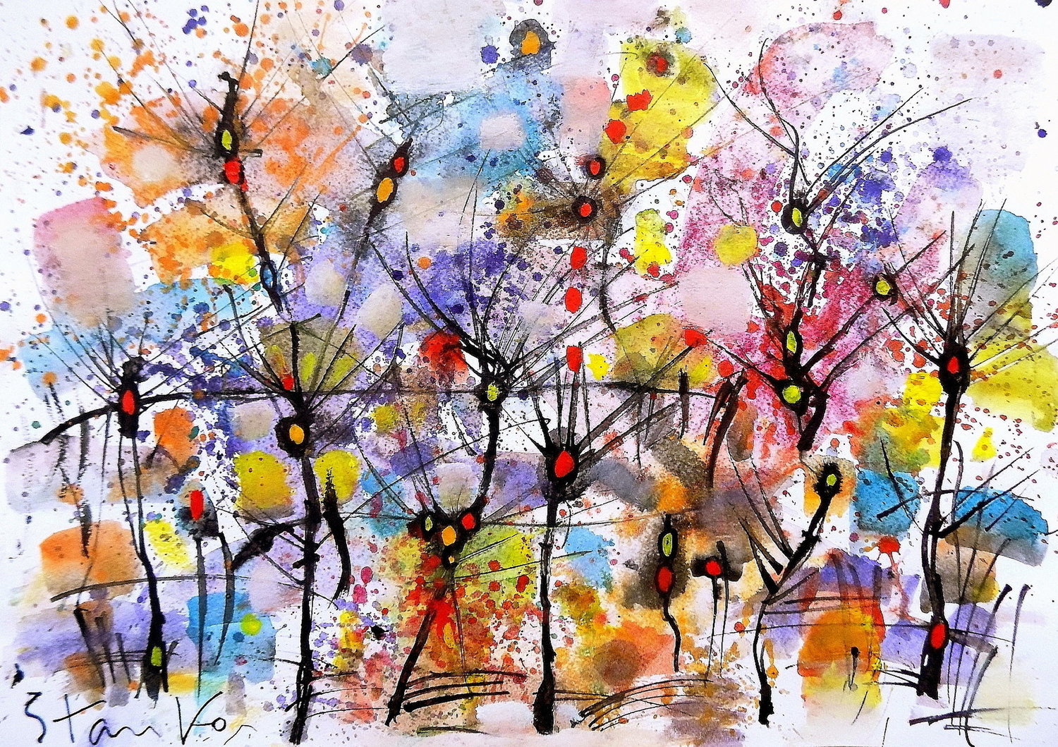 Nocturne-CXCXV(homage to Chopin) by Stanislav Bojankov (2017) : Work on  Paper Watercolor on Paper - SINGULART