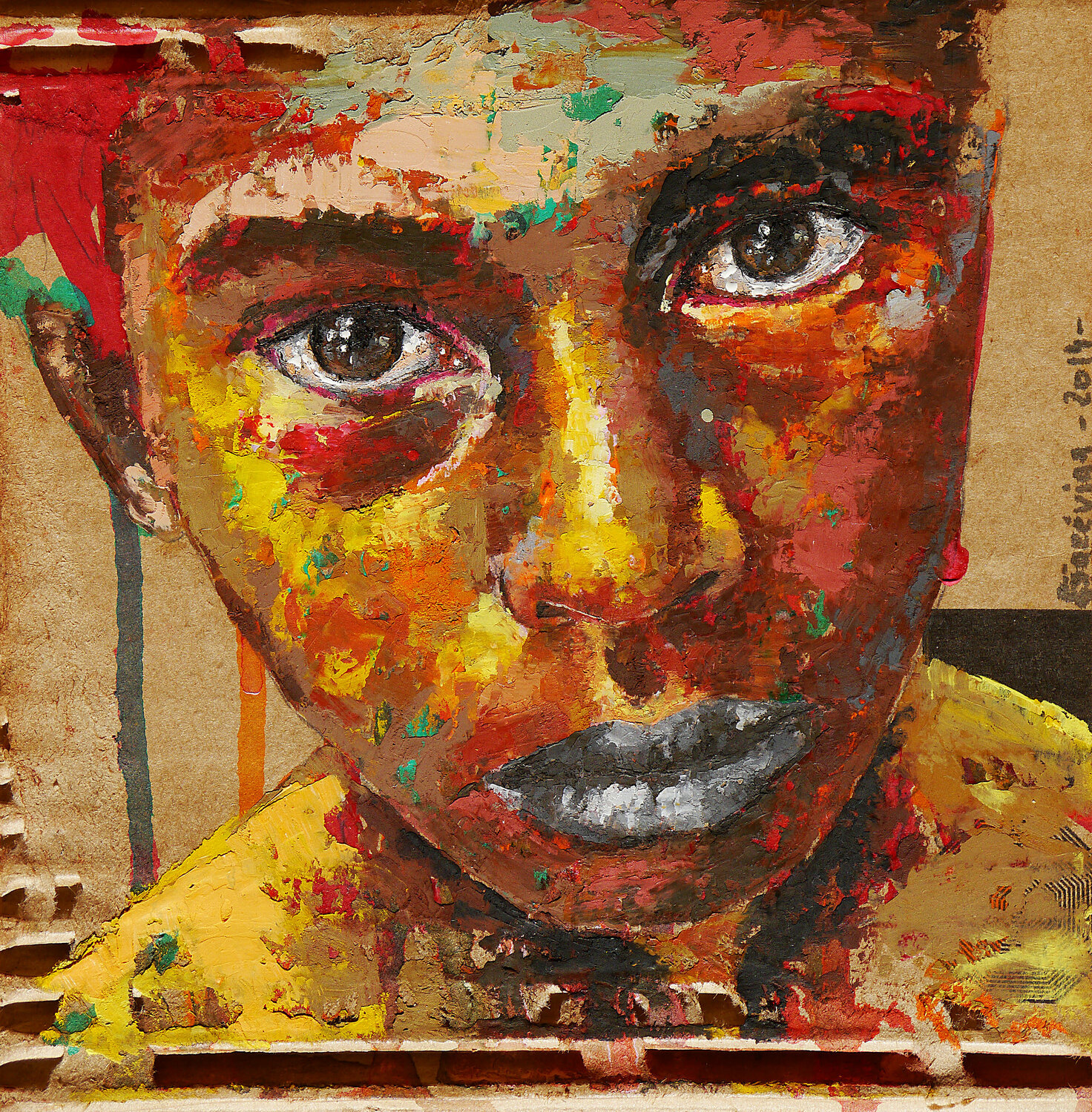 Portrait War 015 orphan FRAMED 250 Encadré - Gerahtm by Bazévian  Delacapucinière (2014) : Painting Acrylic, Pastel on Cardboard - SINGULART