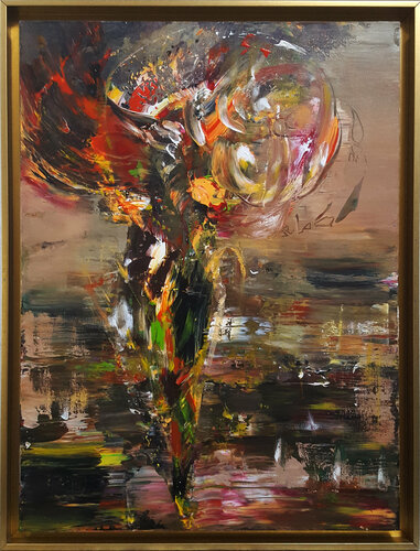 ABSTRACT FRAMED STILL LIFE STUNNING COLORS COMBINATION ABOUT ETERNITY AND PERENITY BY O KLOSKA par Ovidiu Kloska, Peinture en vente sur Singulart