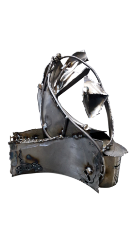 DECONSTRUCTIVISM MORPHYSIM ONEIRIC ETERNITY STILL LIFE ABSTRACT POT METAL IRON WELDING SCULPTURE BY KLOSKA von Ovidiu Kloska, Skulptur kaufen auf Singulart