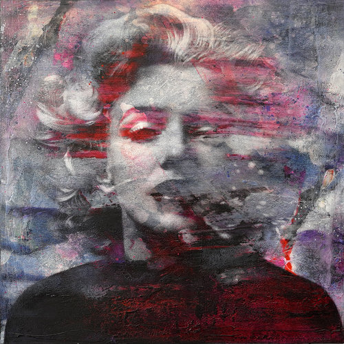 Marilyn in pink and purple van Karin Vermeer, Schilderij te koop op Singulart