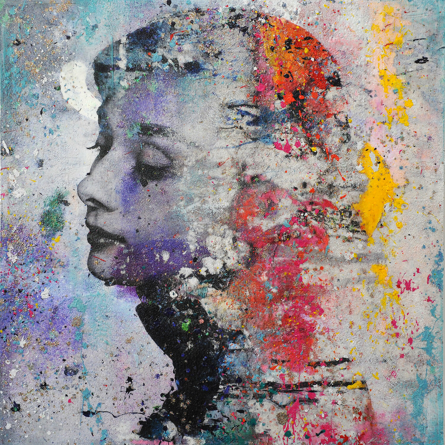 Audrey Hepburn door Karin Vermeer (2019) : Schilderij Acryl op Linnen -  Singulart, image size:1500x1500