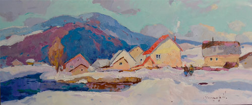 Winter cold _ oil on canvas di Alexander Shandor, Pittura in vendita su Singulart
