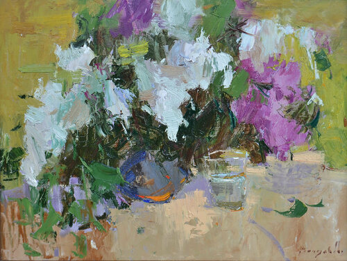 The duo_cardboard oil van Alexander Shandor, Schilderij te koop op Singulart