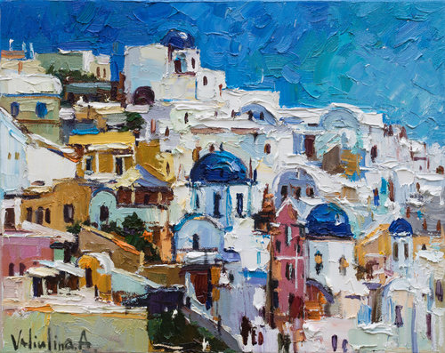 Santorini, Greece - Original landscape painting di Anastasiya Valiulina, Pittura in vendita su Singulart