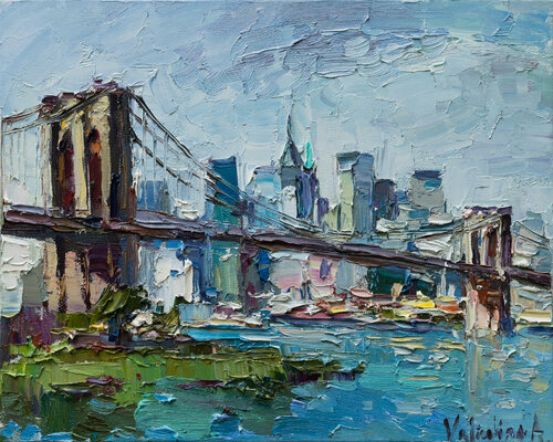 Brooklyn Bridge - New York City par Anastasiya Valiulina, Peinture en vente sur Singulart