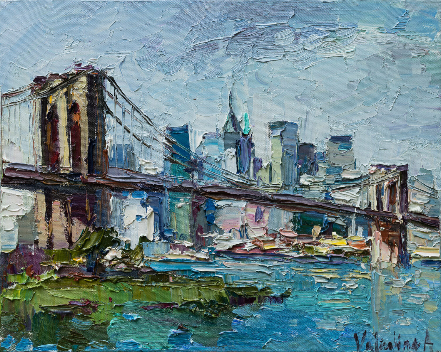 Brooklyn Bridge - New York City Anastasiya Valiulina Originalgemälde zu verkaufen