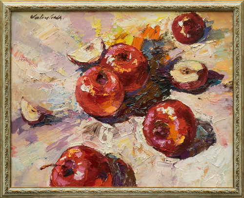 Red apples Still Life Oil painting Anastasiya Valiulina