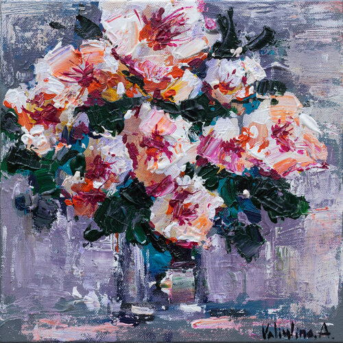 White flowers Original acrylic  painting di Anastasiya Valiulina, Pittura in vendita su Singulart