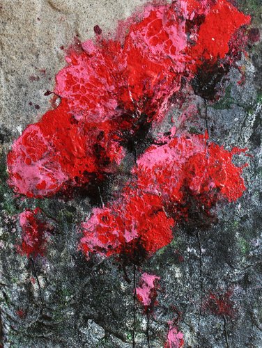 Pink Red love  poppies di Donatella Marraoni, Pittura in vendita su Singulart