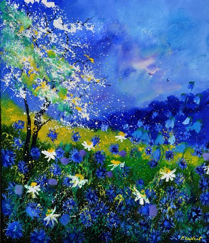 Blue wild flowers van Pol Ledent, Schilderij te koop op Singulart