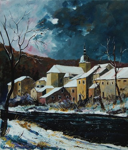Snow in Chassepierre van Pol Ledent, Schilderij te koop op Singulart