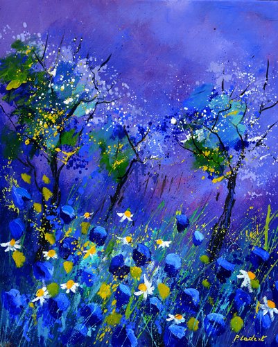 Blue flowers 5671 di Pol Ledent, Pittura in vendita su Singulart