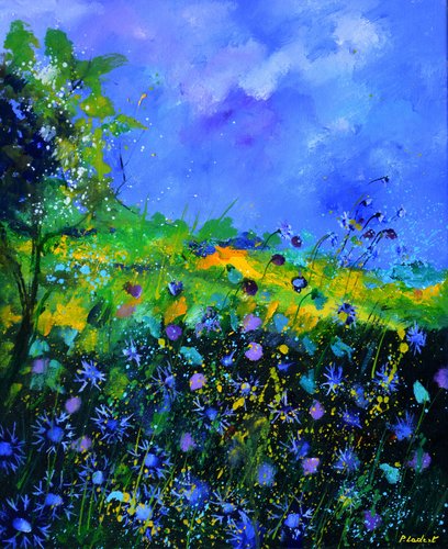 Blue cornflowers 5671 di Pol Ledent, Pittura in vendita su Singulart