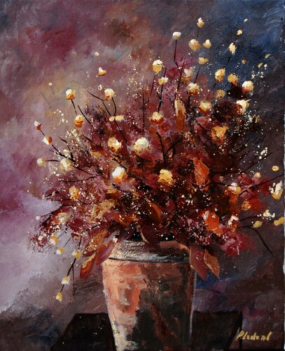 autumnal flowers van Pol Ledent, Schilderij te koop op Singulart