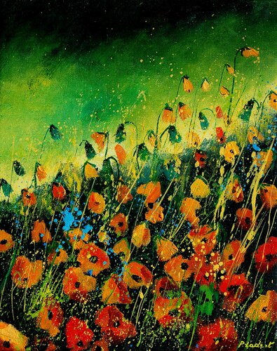 Orange poppies von Pol Ledent, Malerei kaufen auf Singulart