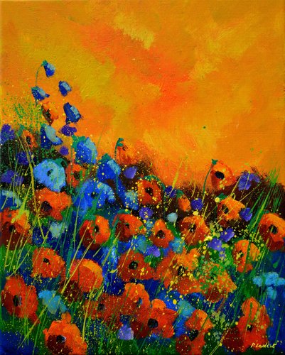 Orange poppies van Pol Ledent, Schilderij te koop op Singulart