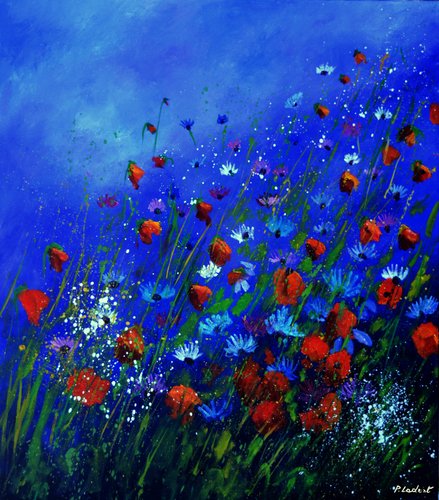 Red poppies 78 van Pol Ledent, Schilderij te koop op Singulart
