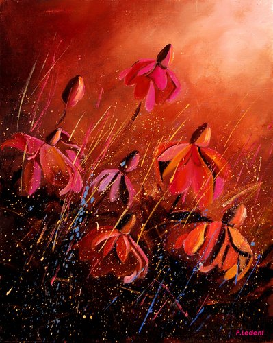 Rudbeckias  45 van Pol Ledent, Schilderij te koop op Singulart