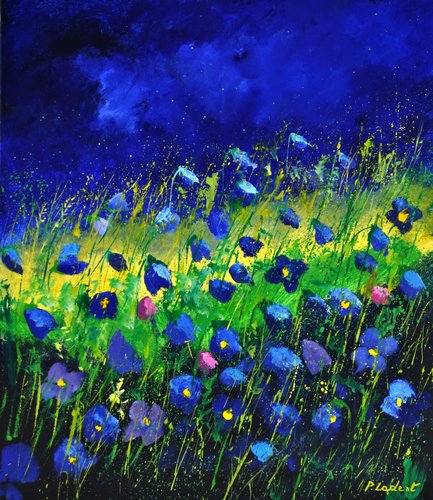 blue poppies 674160 van Pol Ledent, Schilderij te koop op Singulart