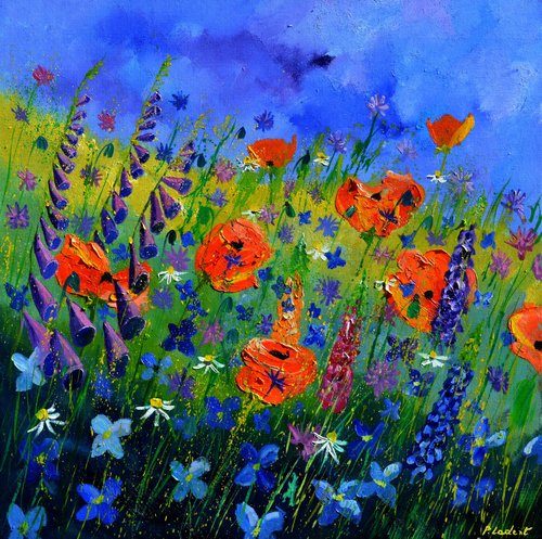 Orange poppies 88 van Pol Ledent, Schilderij te koop op Singulart