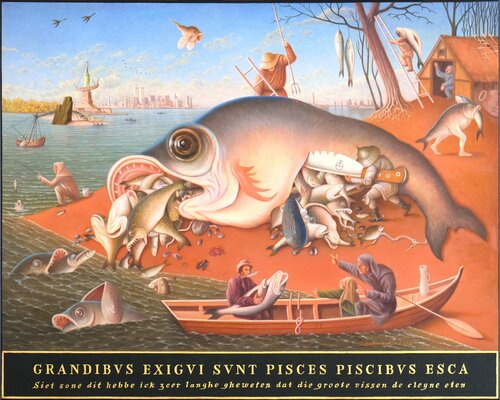 GRANDIBVS EXIGVI SVNT PISCES PISCIBVS ESCA di Richard Mierniczak, Pittura in vendita su Singulart