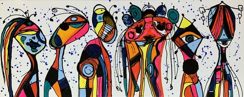 59X 23,5"( 150X60CM), FRIENDS 12 di Veronica Vilsan, Pittura in vendita su Singulart