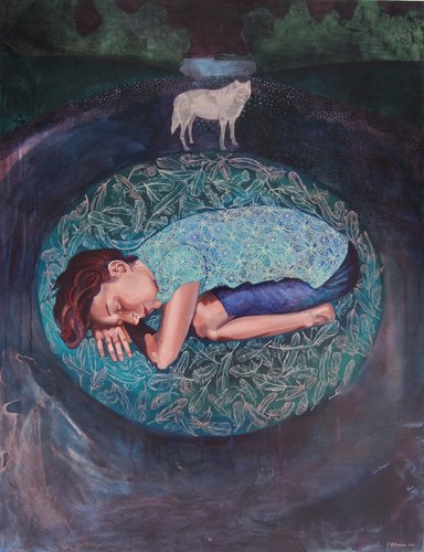 Cette nuit-là, le lac... van Johanne Bilodeau, Schilderij te koop op Singulart