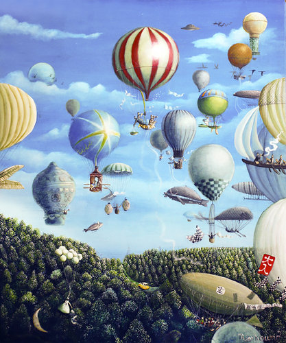 Ballooning beyond the forest von Rie Kono, Malerei kaufen auf Singulart