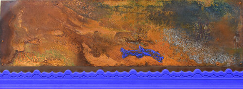Delphy blu cobalto (Rust landscape) de Milena Nicosia, Pintura a la venta en Singulart