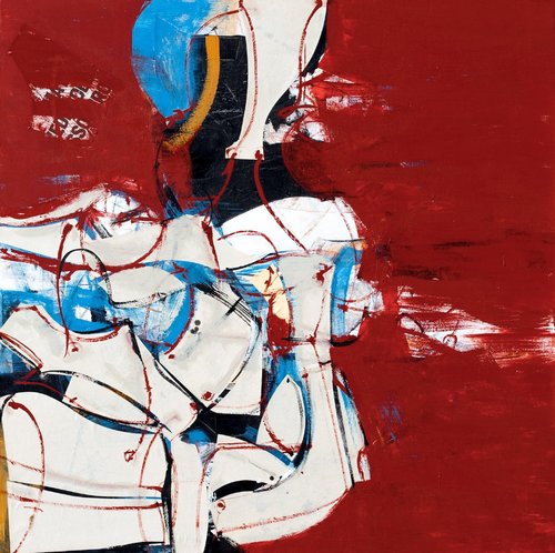 ...but he sees only in red and black van Francesco D'Adamo, Schilderij te koop op Singulart