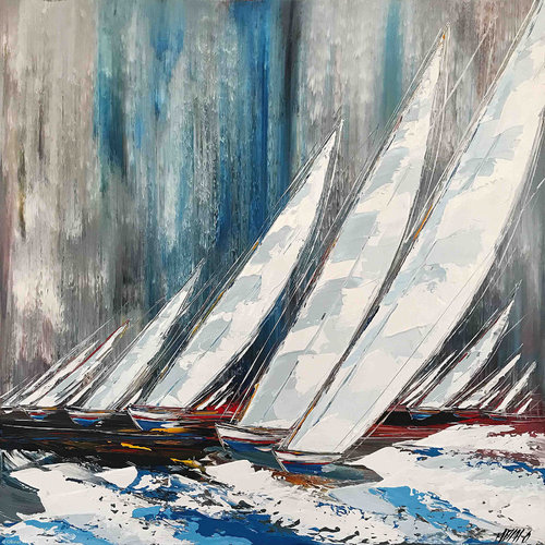 Ensemble en mer... II  « Esprit voile 2018 » van Olivier Messas, Schilderij te koop op Singulart