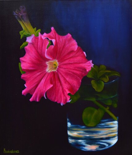 Floral painting Petunia still life van Iryna Buivolova, Schilderij te koop op Singulart